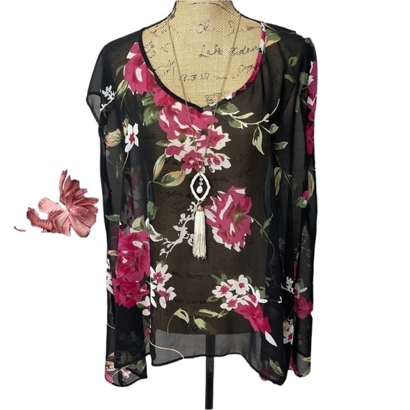 SHOW Me Your MuMu Floral Semi Sheer Flowy Blouse - Picture 5 of 10
